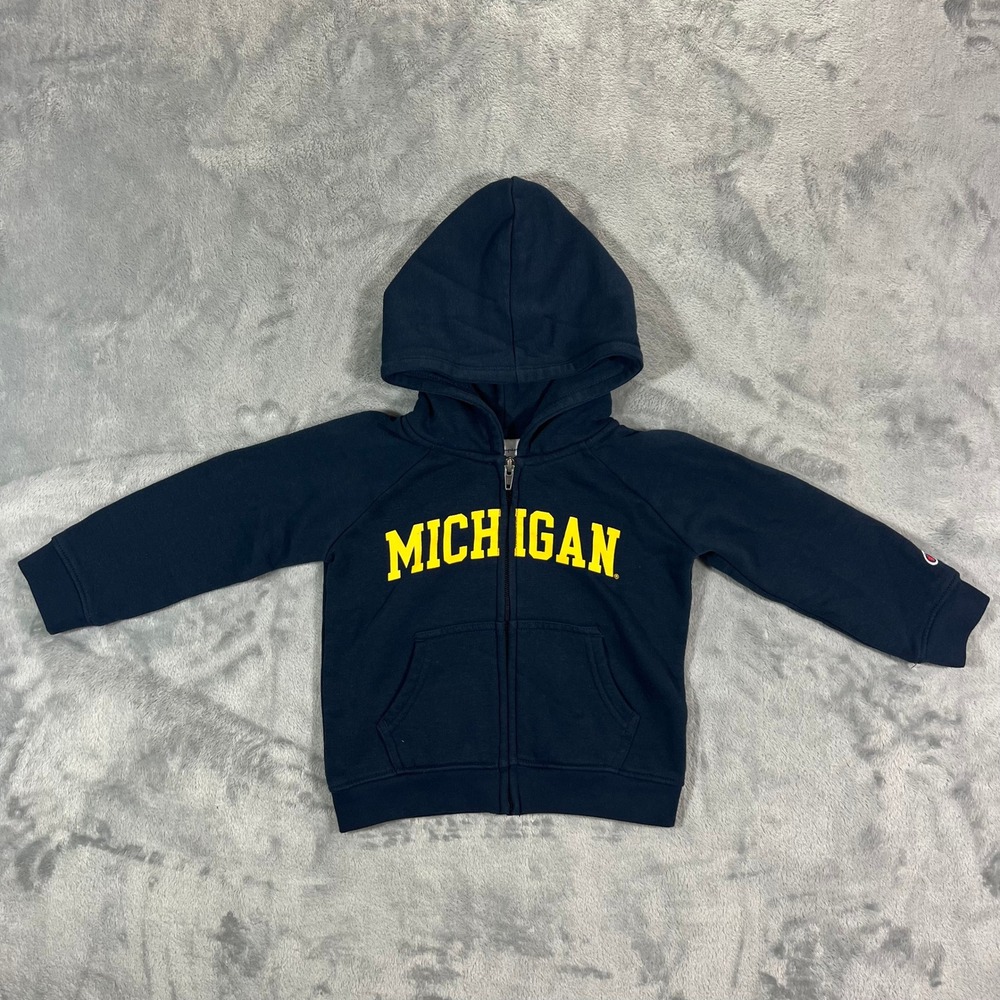 Michigan University Wolverines Hoodie Kids Size 4T Navy Blue Full Zip Fleece Uni